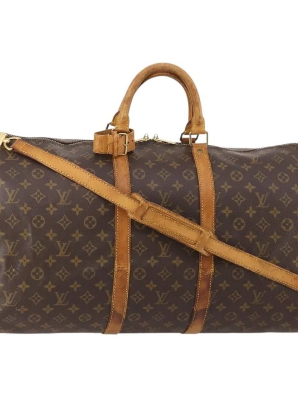 LOUIS VUITTON Monogram Keepall Bandouliere 55 Boston Bag M41414 LV Auth 184740